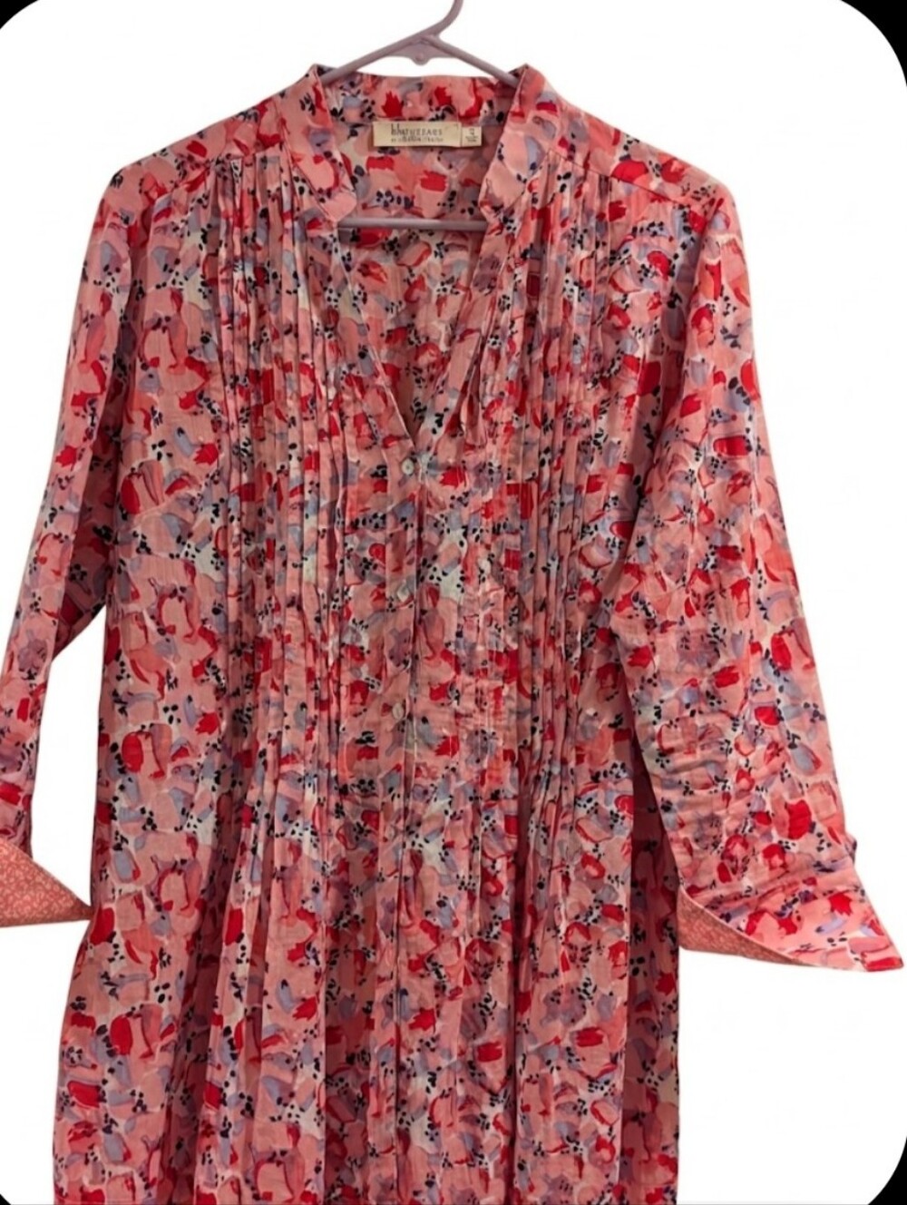 Bluthreads By rockflowerpaper ,3/4 Sleeves Tunic, Oversized Small 100%cotton.